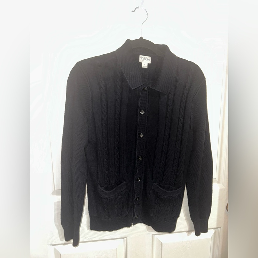 J. Crew women’s Black cotton Cable Knit button front Sweater cardigan S preppy